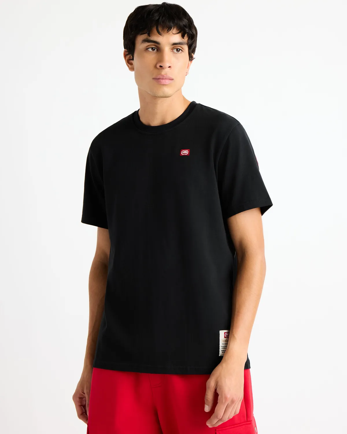 Ecko Red Cornerstone tricou negru din bumbac cu broderie
