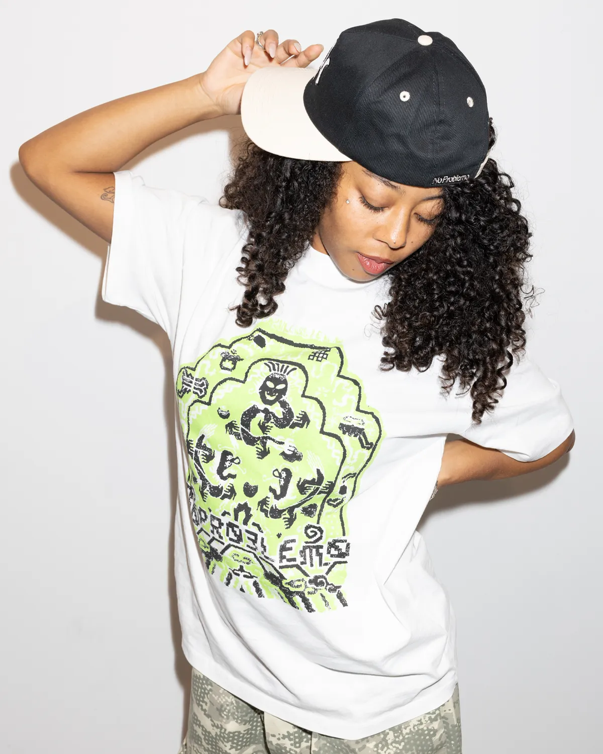 No Problemo Rugged tricou alb bumbac greu
