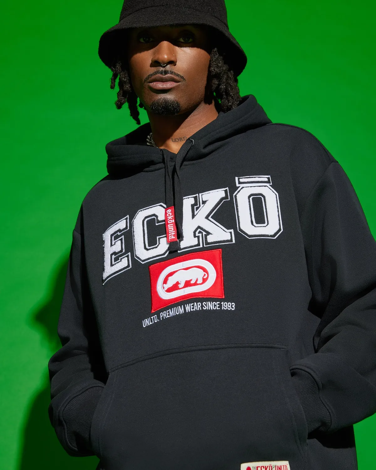 Ecko Classic Fleece hoodie negru logo piept