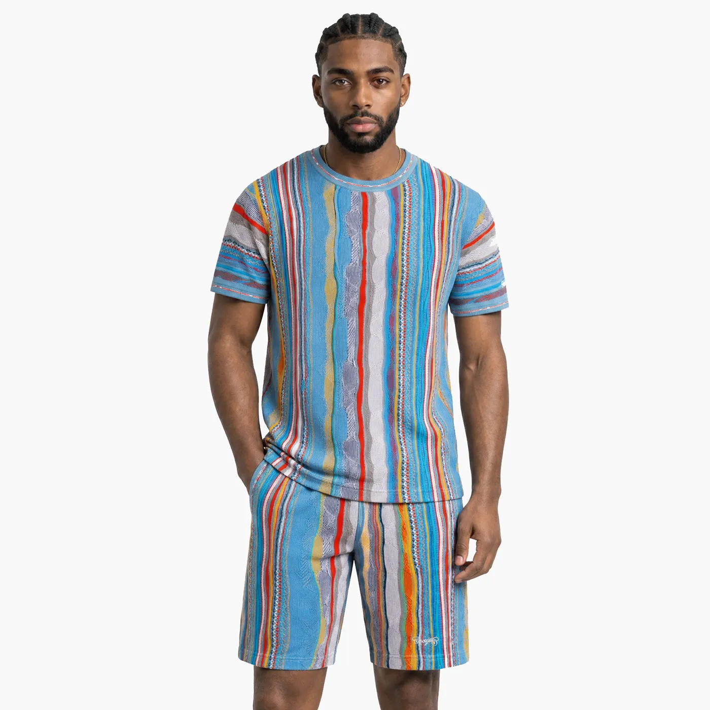 COOGI Light Weight Tricou tricotat gri-albastru bumbac