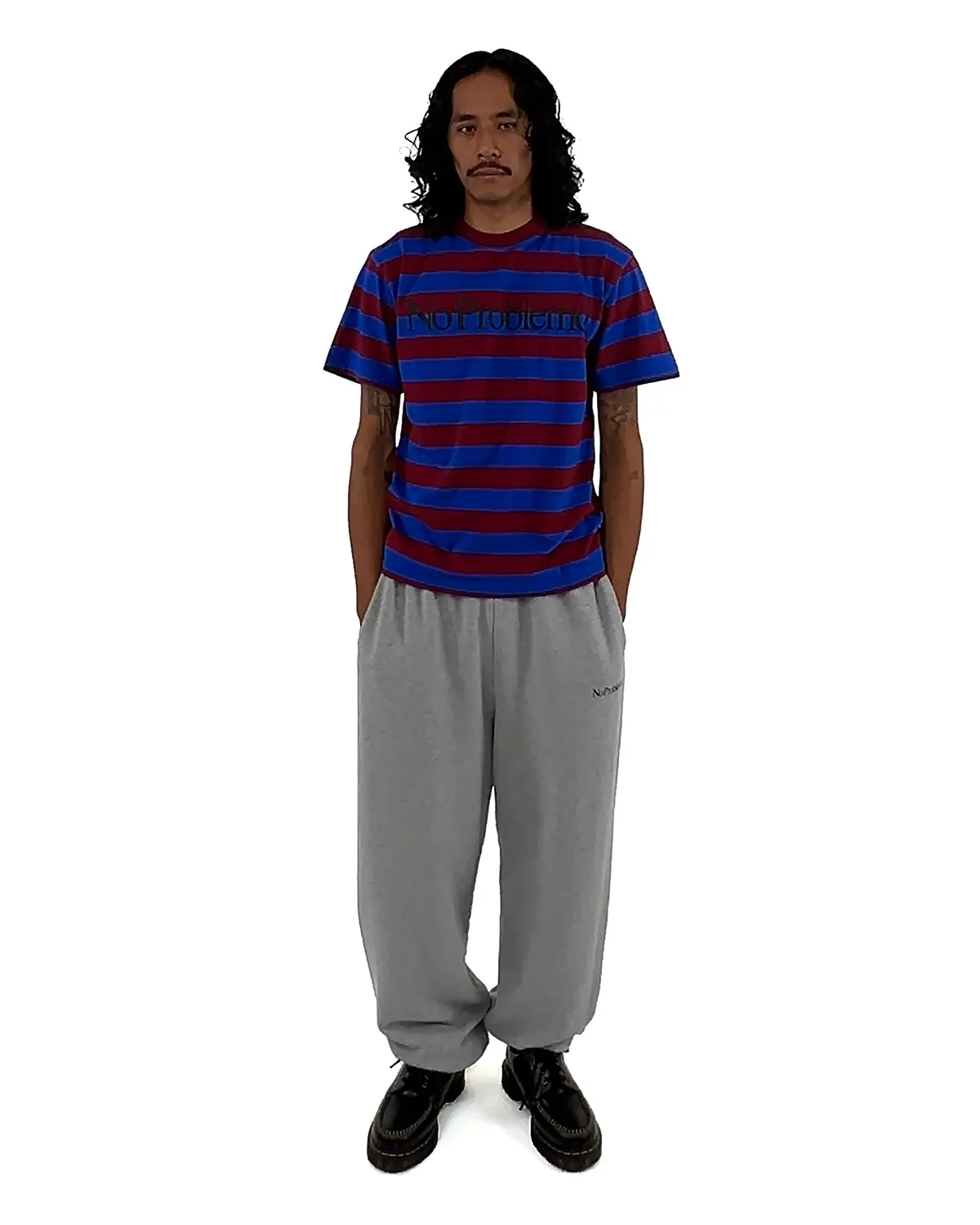 No Problemo Striped SS Tee tricou dungi burgundy bumbac