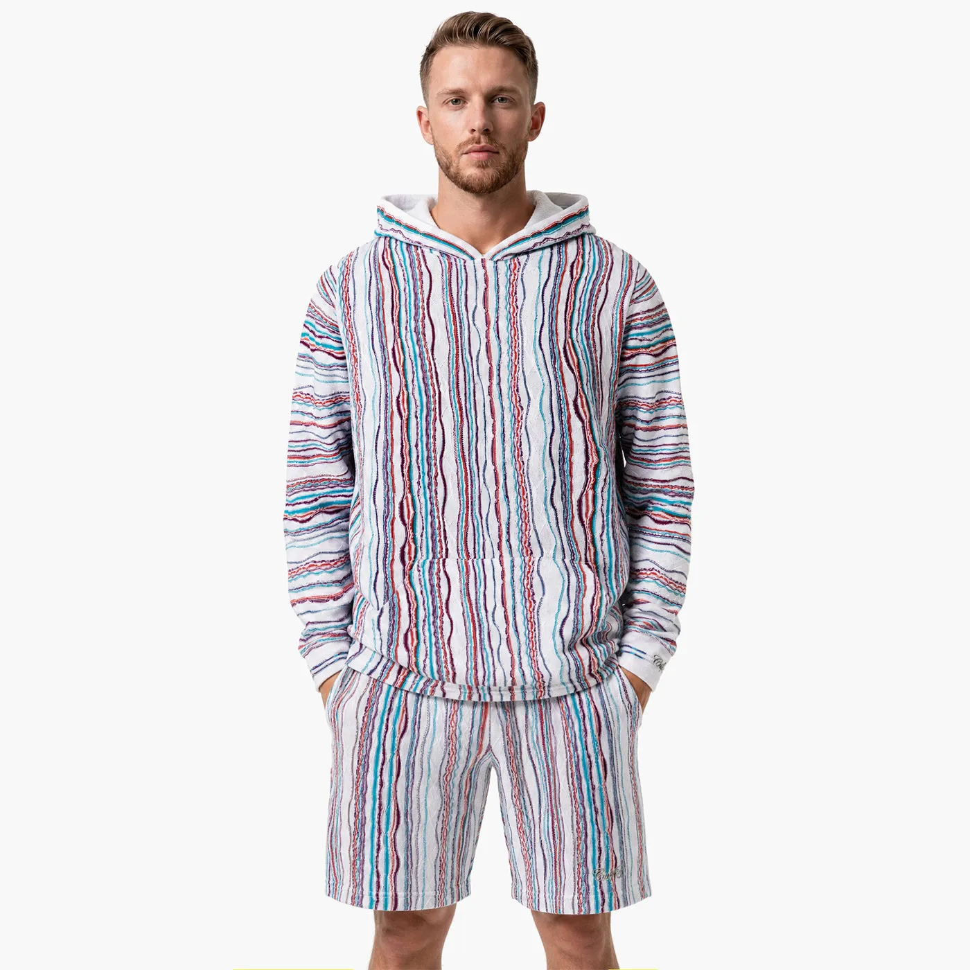 COOGI Light Weight Sweater Knit Hoody White Base hanorac alb