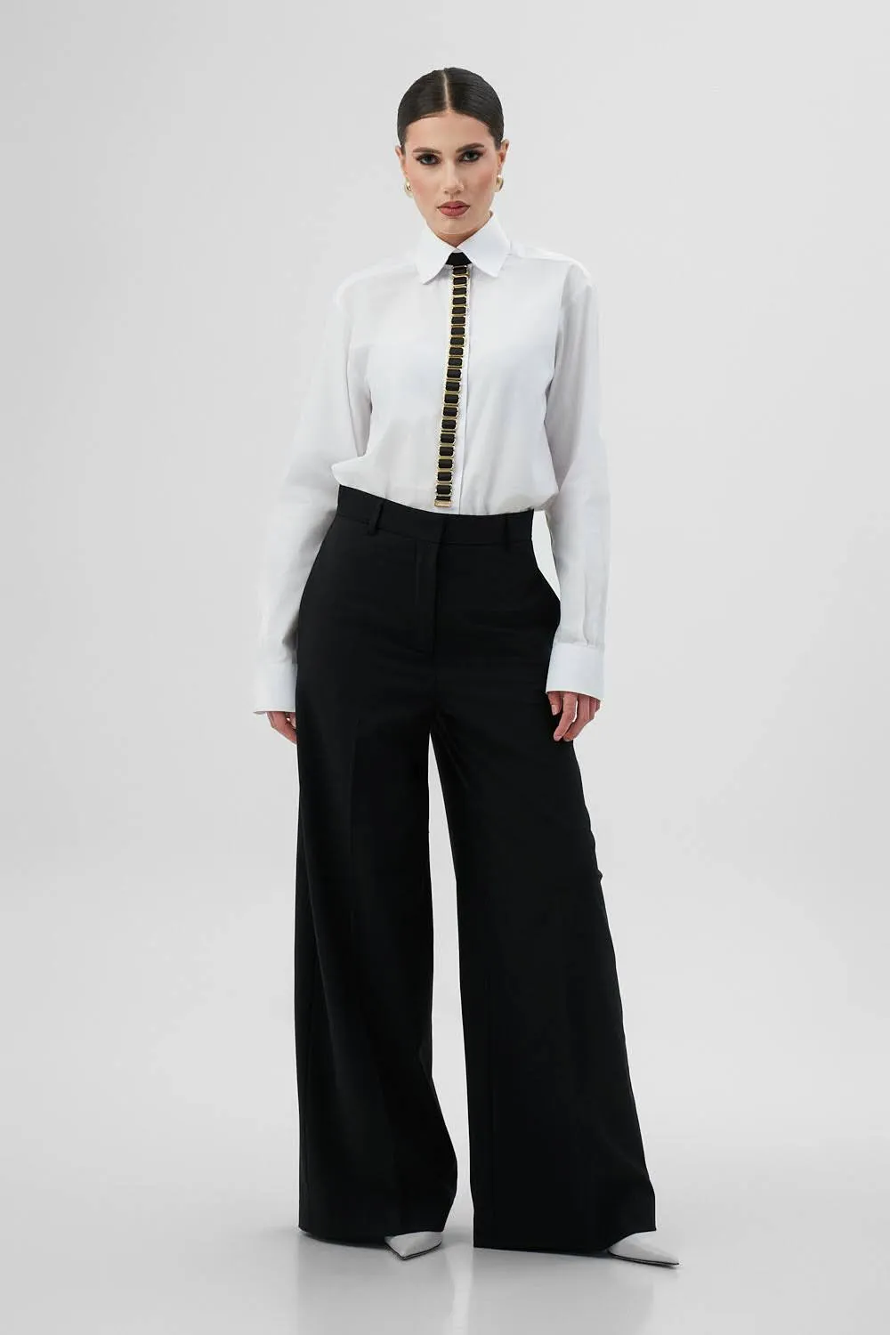 Dualitae Margot pantaloni lână negri lungi