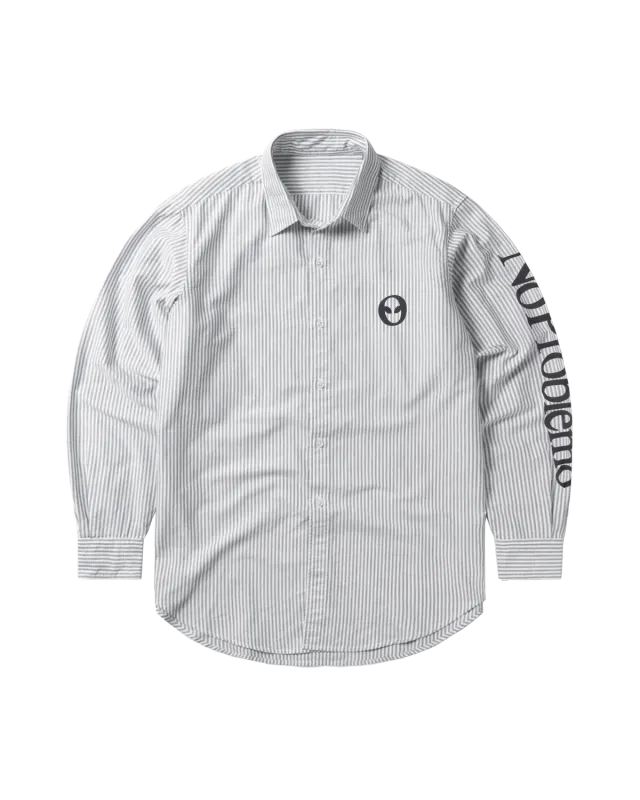 No Problemo Graphic Printed Oxford camasa neagra bumbac