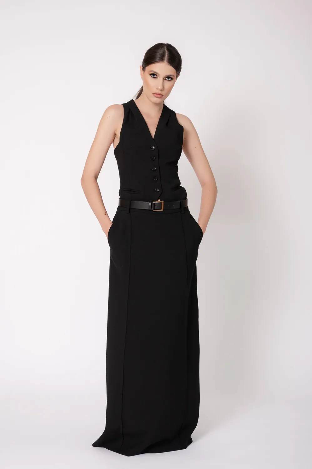 Dualitae Celine fustă maxi neagră 106 cm