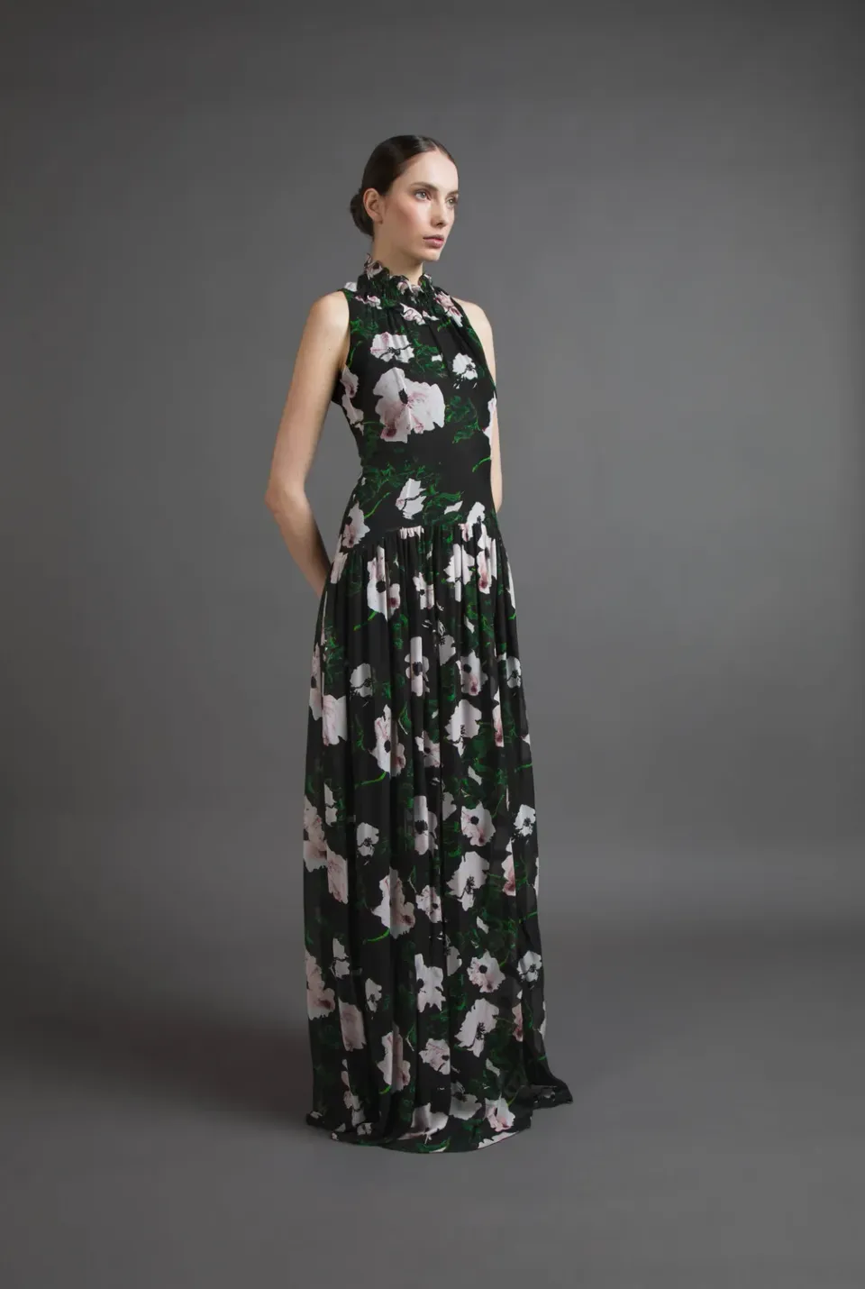 Gattinoni rochie lunga florala vascoza georgette