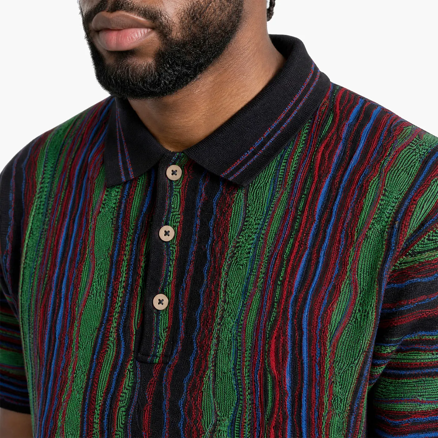 COOGI Light Weight Sweater Knit polo tricotat verde mercerizat