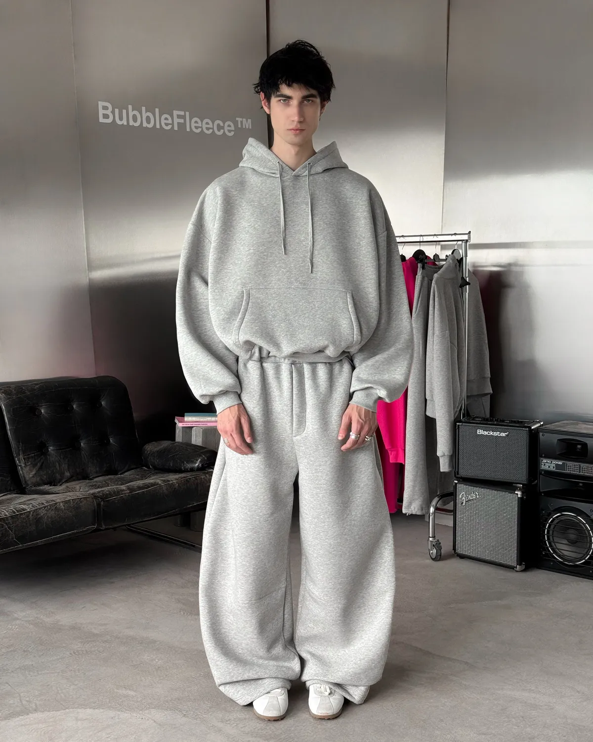 Enrage Bubble Hoodie hanorac gri bumbac gros