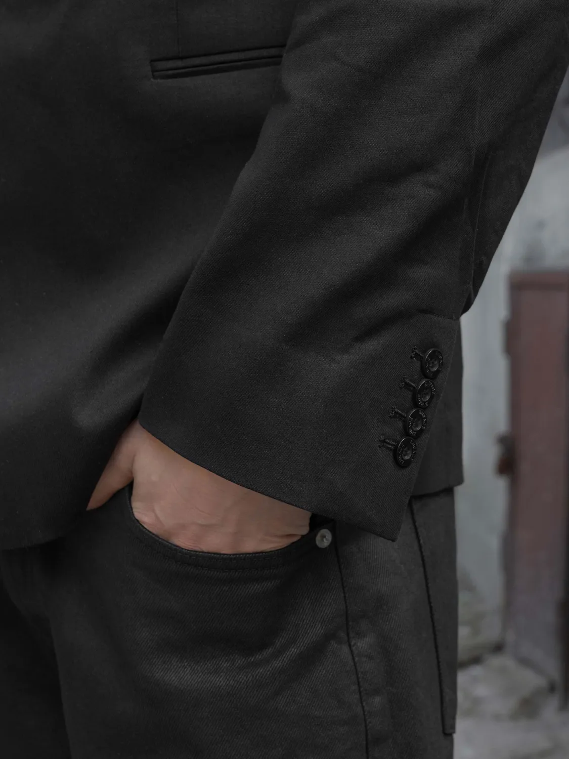 Enrage Worn Blazer sacou negru bumbac-in