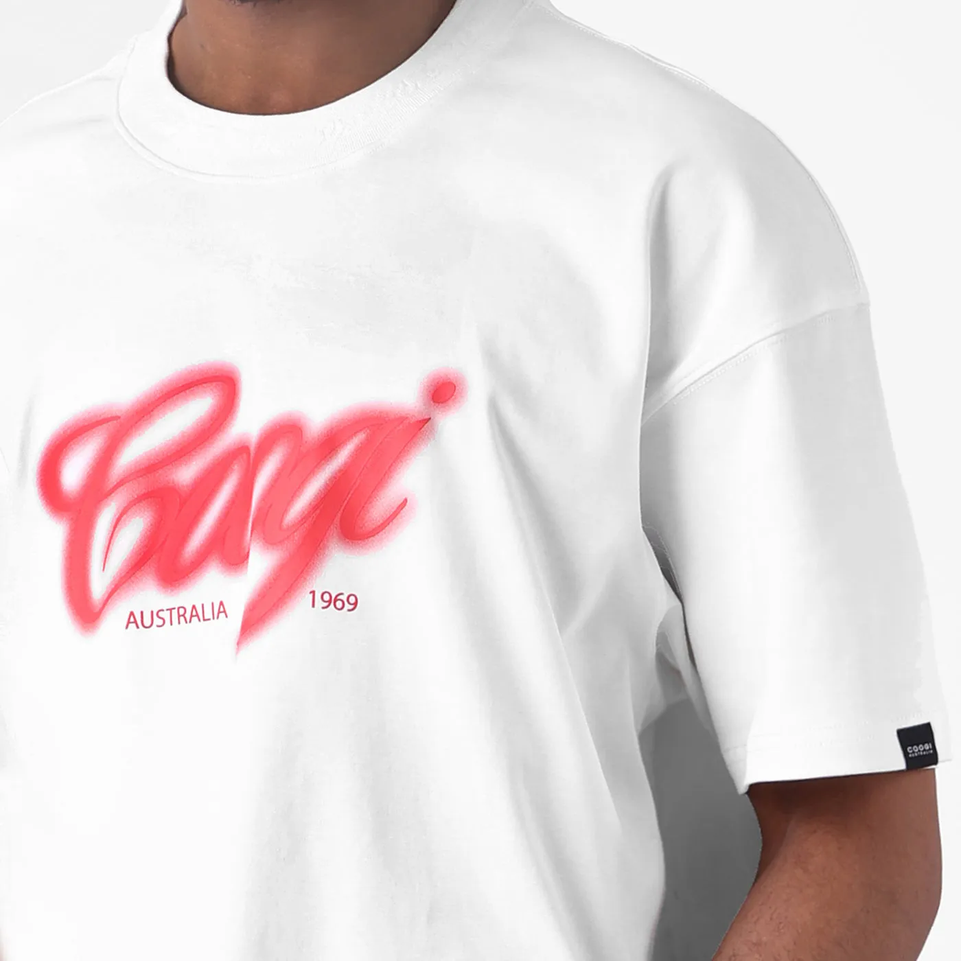 COOGI Airbrush tricou oversized alb imprimat digital