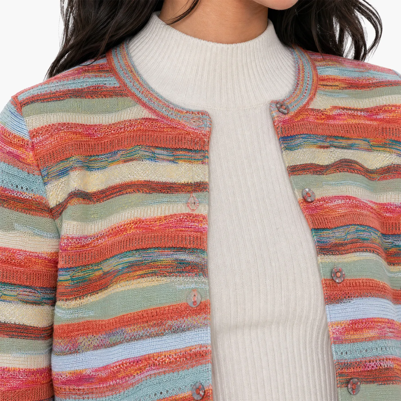 COOGI Cardigan Dama Tricotat Portocaliu Multi Bumbac
