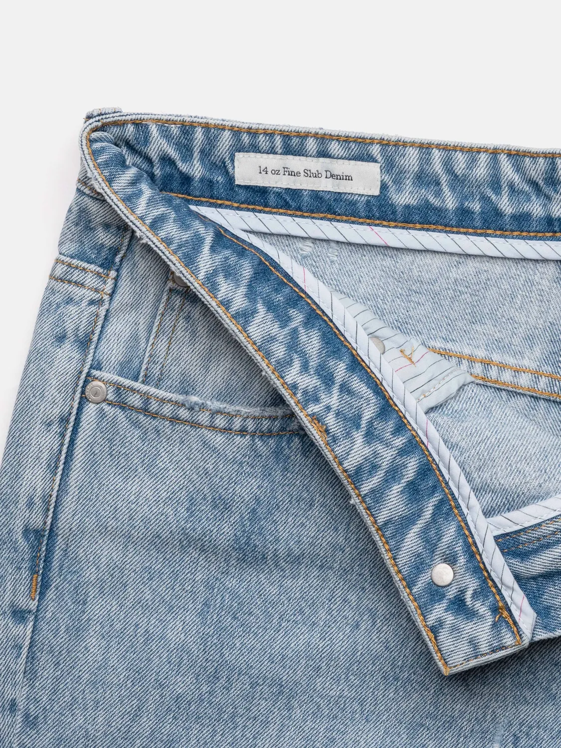 Enrage Straight Heavy Repaired Blue Denim blugi drepti bumbac gros