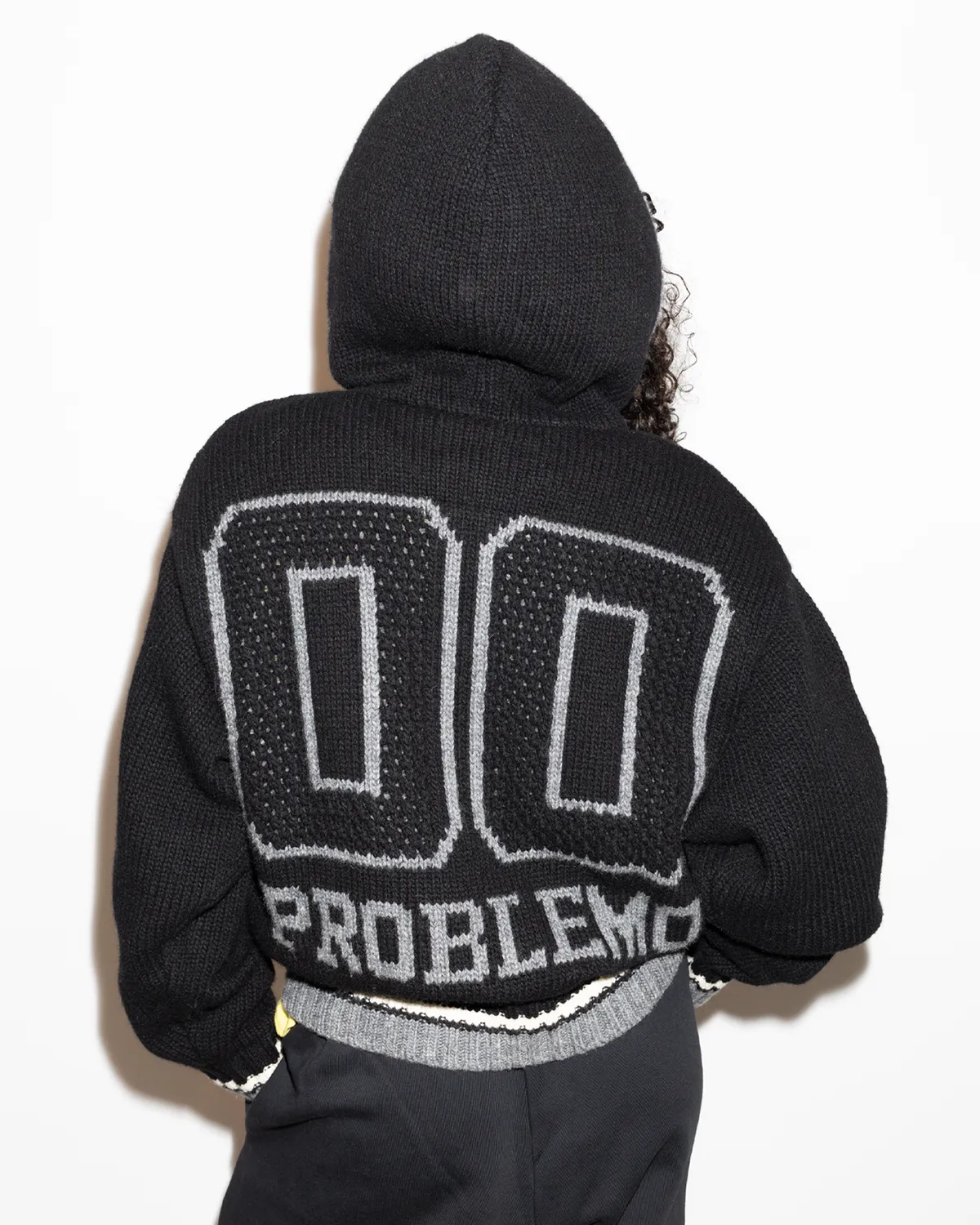 NYP Varsity Zip Through Knit cardigan negru lână