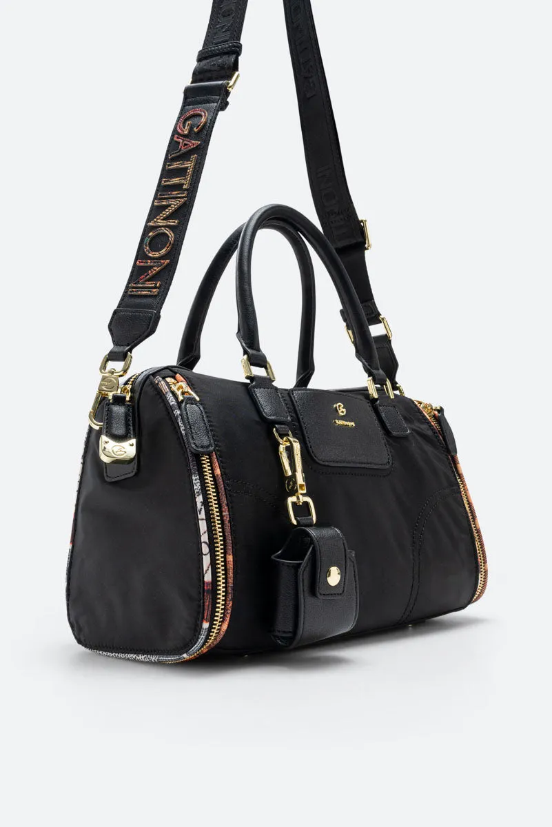 Gattinoni Colorsoul bauletto geanta neagra nailon 27 cm
