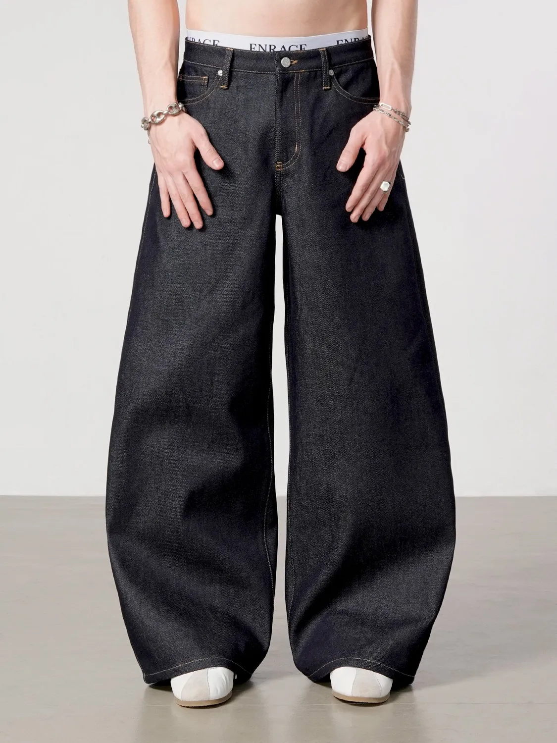 Enrage Bowstons Jeans blugi raw denim largi