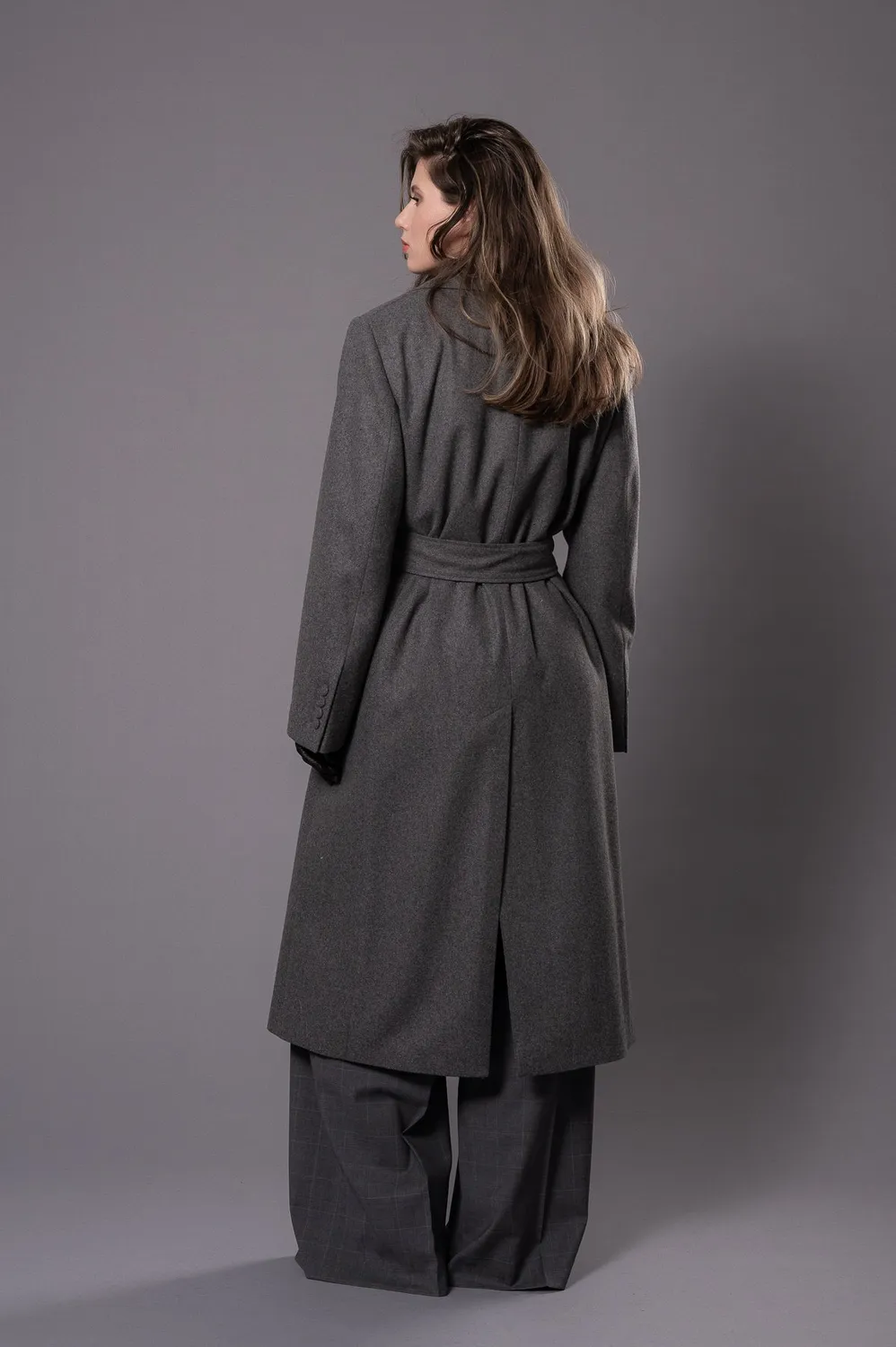 Dualitae Magda palton oversize gri lana unica