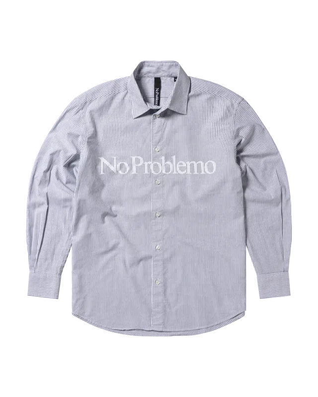 No Problemo Oxford Stripe LS cămașă gri dungi bumbac