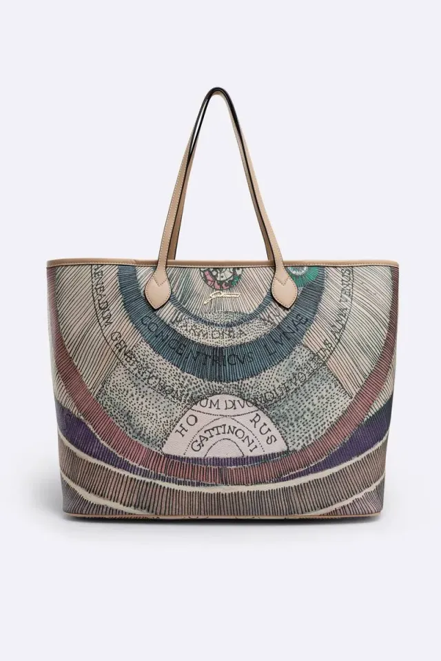 Gattinoni Planetarium Watercolor geantă shopping mare bej