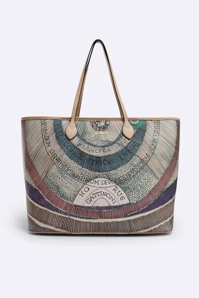 Gattinoni Planetarium Watercolor geantă shopping mare bej