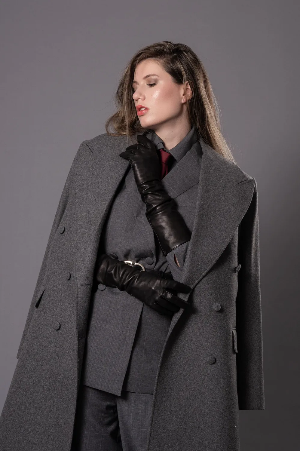 Dualitae Magda palton oversize gri lana unica