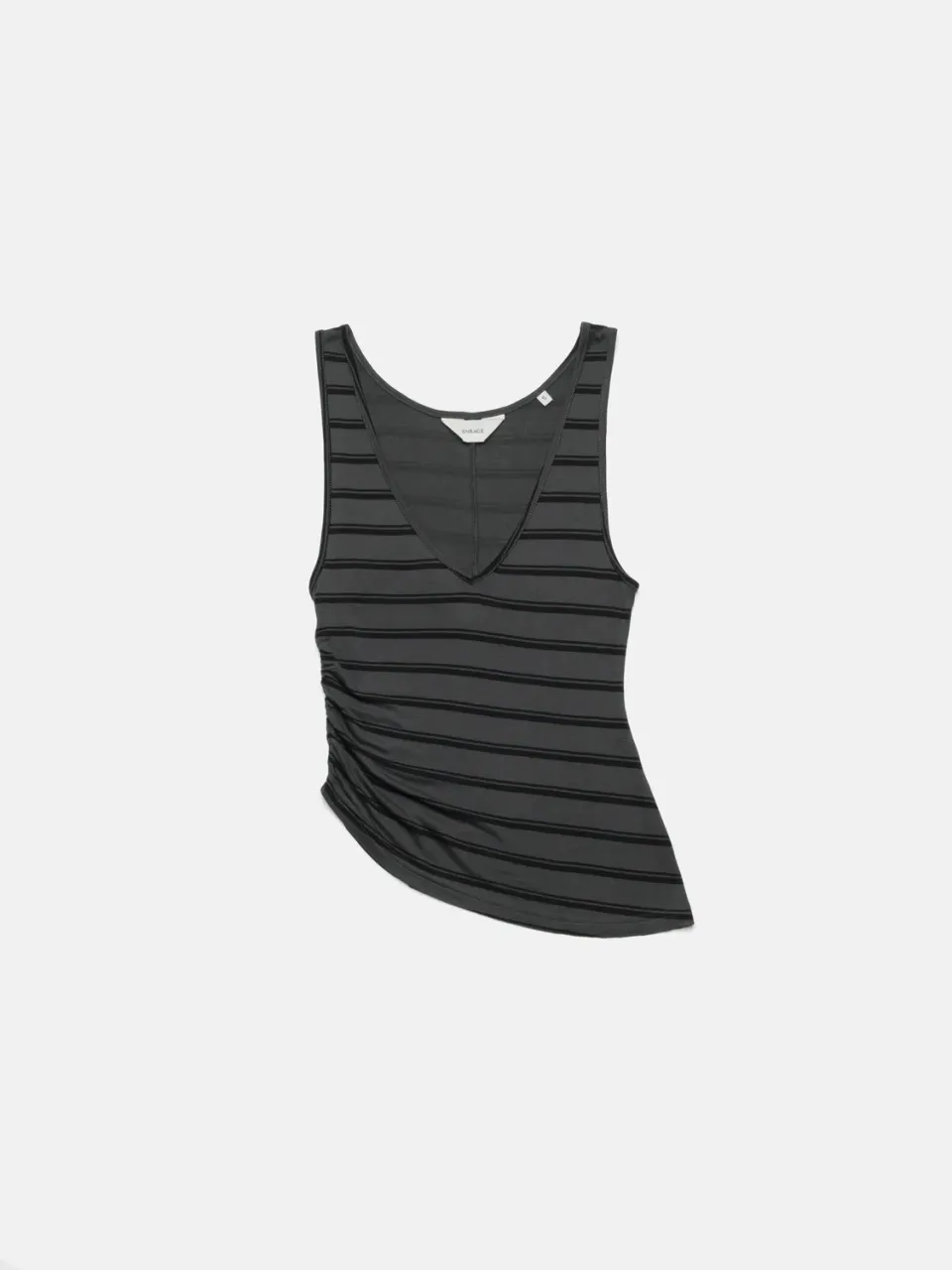 Enrage Scoop Neck Top maiou negru dungi fluid