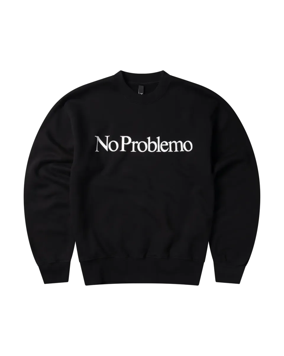 No Problemo hanorac negru fleece imprimeu clasic