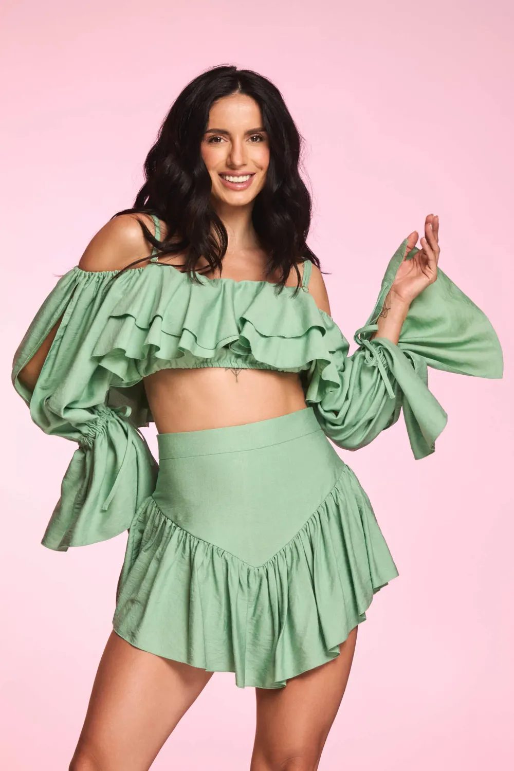 Grama Shop Menta set cu volane din vascoza
