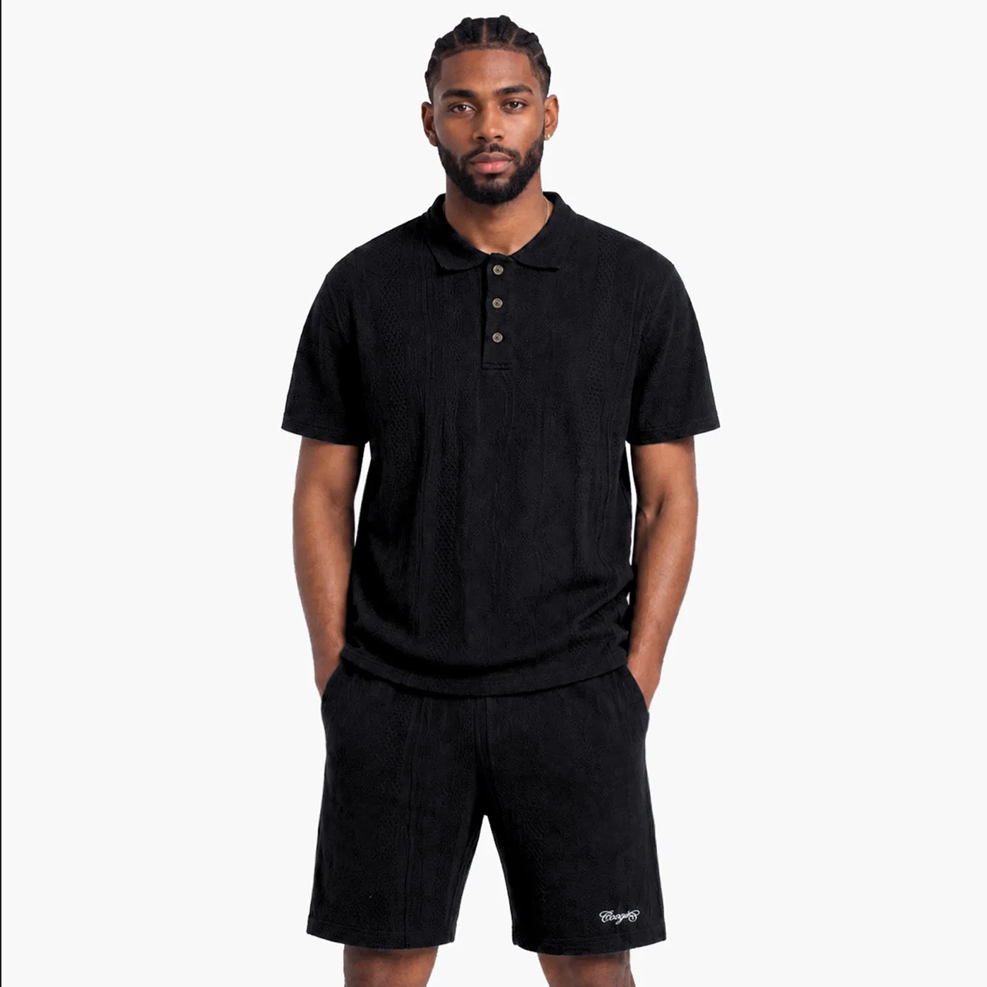 COOGI BlackOut Polo tricou polo negru bumbac