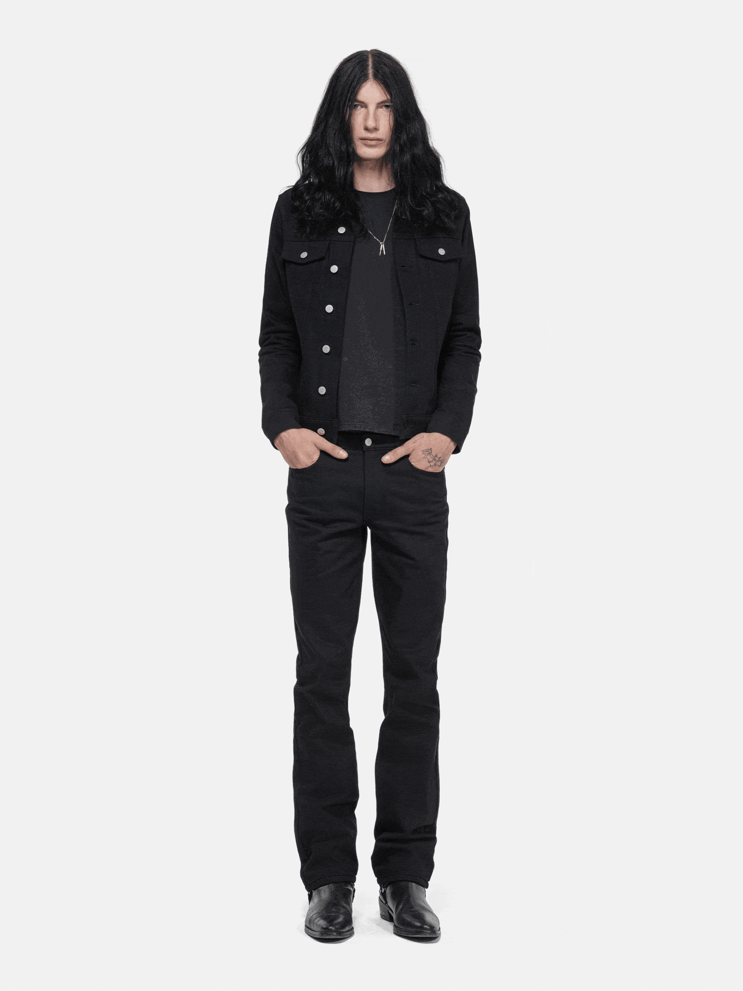Enrage Slim Straight Jeans blugi negri denim