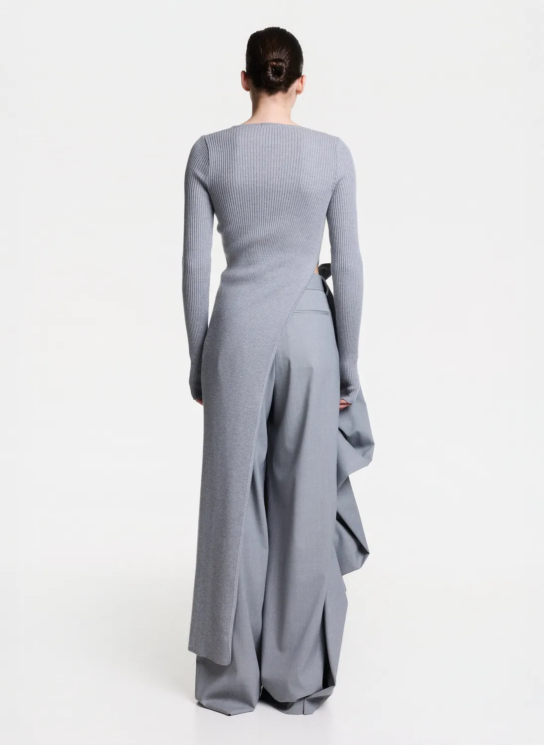 Dualitae Solene pantaloni largi gri XS-XL lână