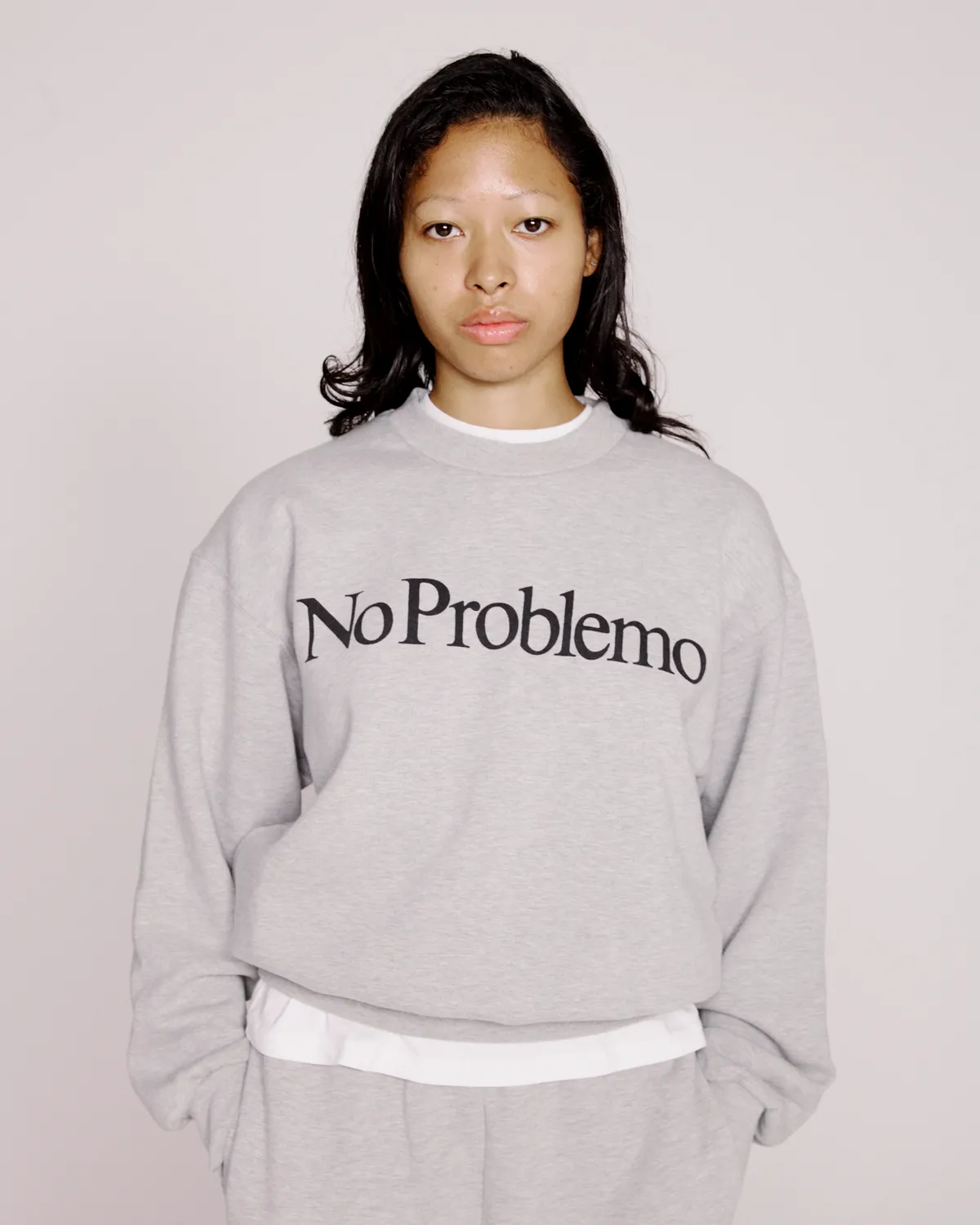 No Problemo Sweatshirt hanorac gri bumbac 100%