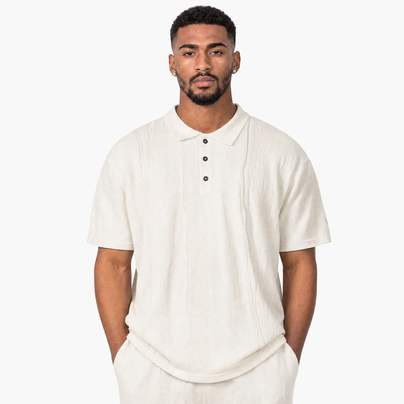 COOGI Lightweight Cloud Dancer polo tricot alb