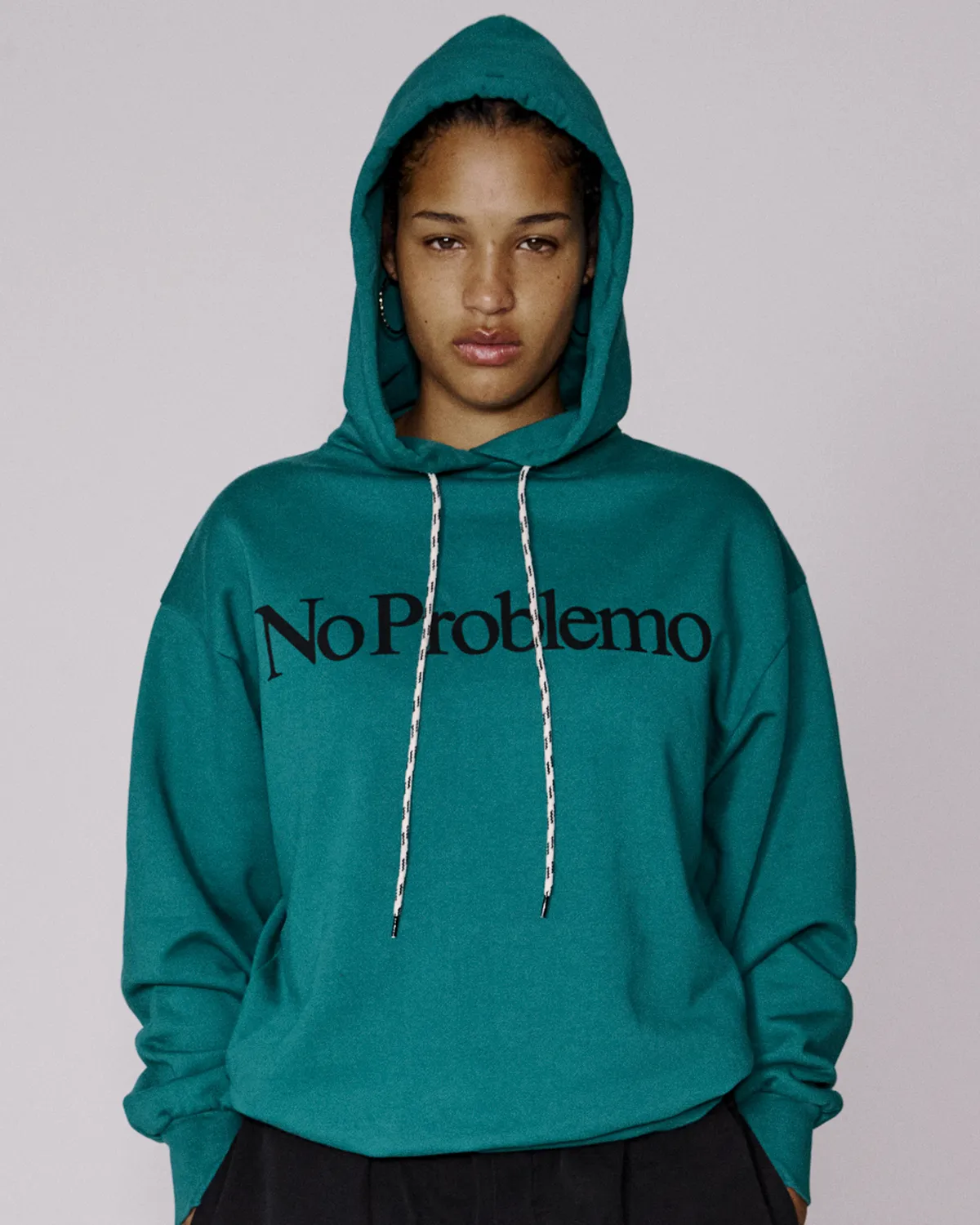No Problemo Hoodie hanorac verde bumbac