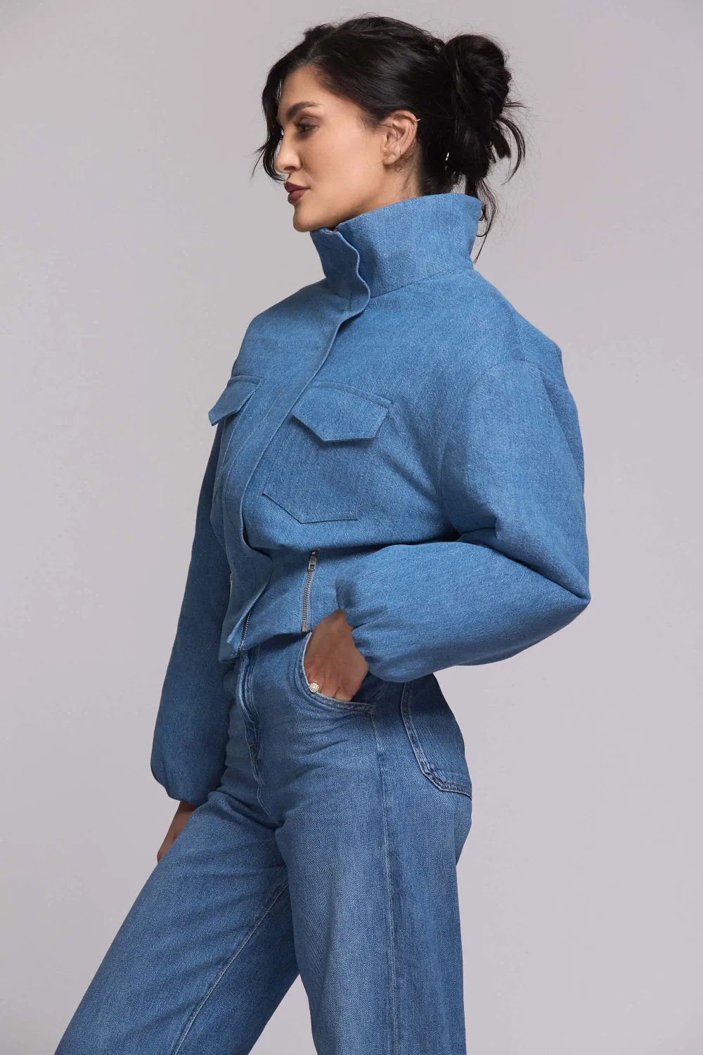 Grama Shop Bomber Denim jacheta bumbac organic