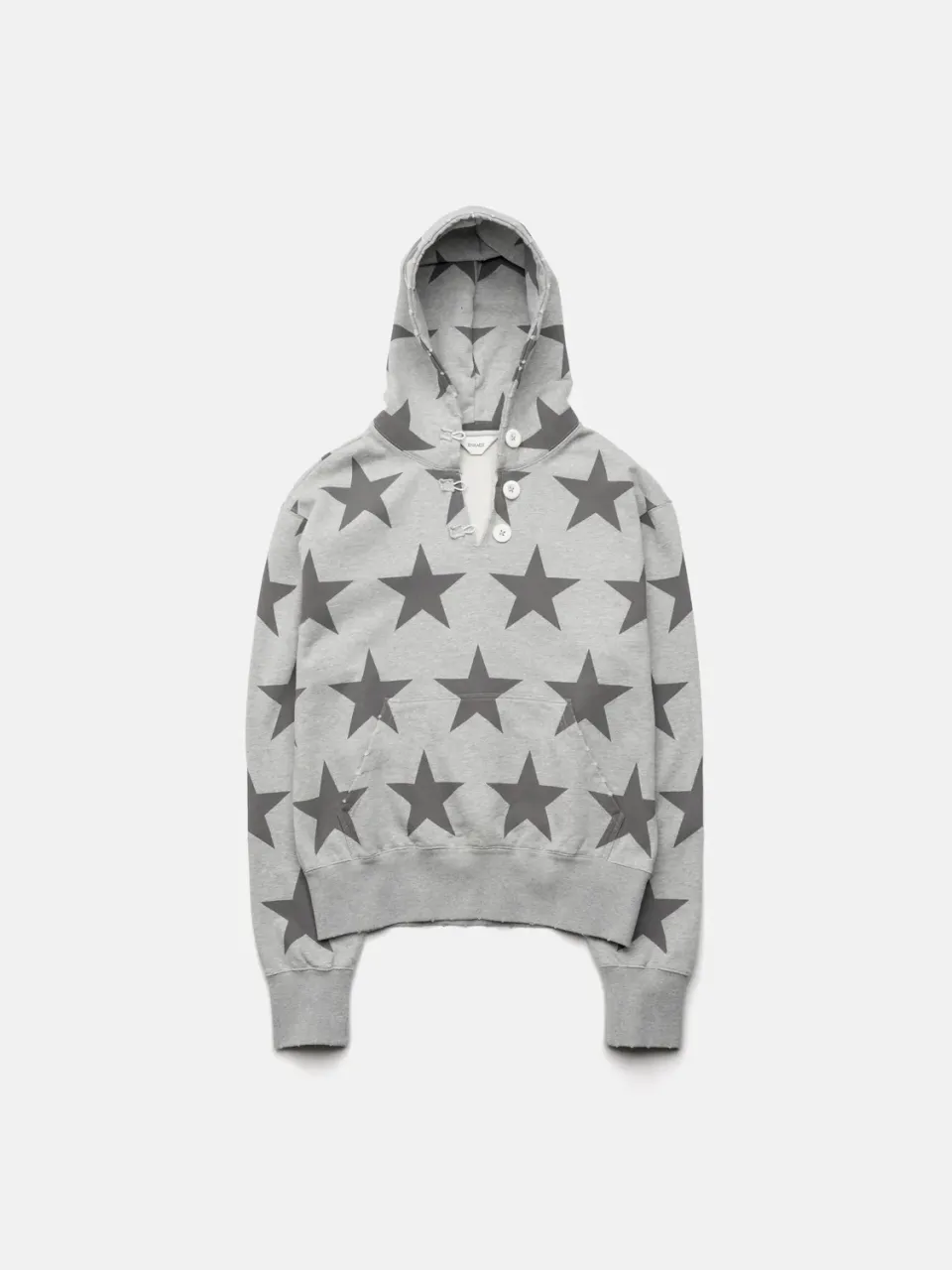Enrage Ripped Collar Hoodie hanorac gri cu stele