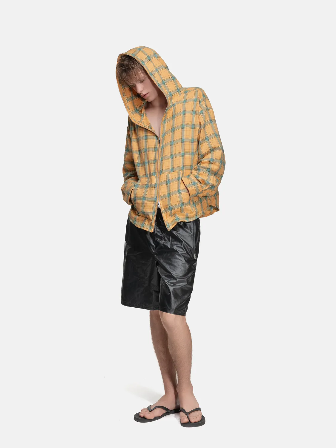 Enrage Flannel Hoodie hanorac galben tip camasa