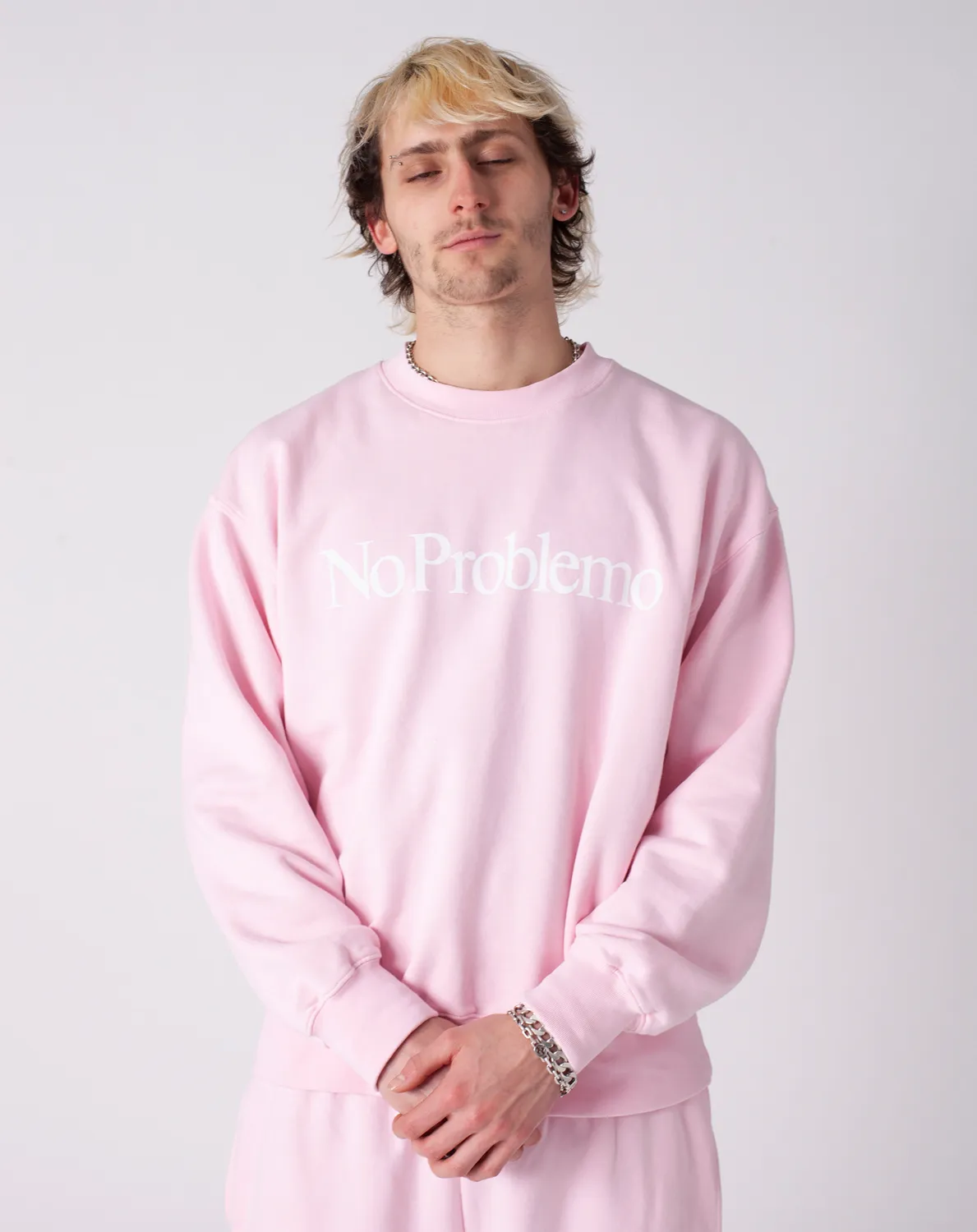 No Problemo Sweatshirt bluză roz pal bumbac