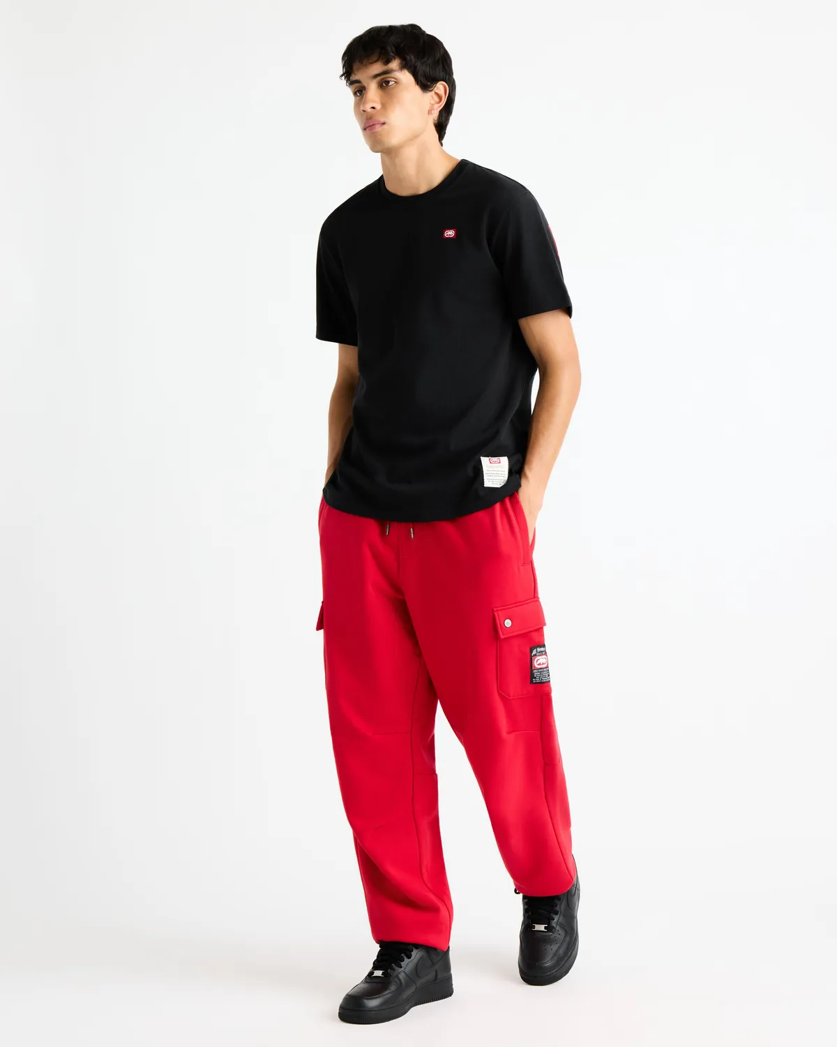 Ecko Red Cornerstone tricou negru din bumbac cu broderie