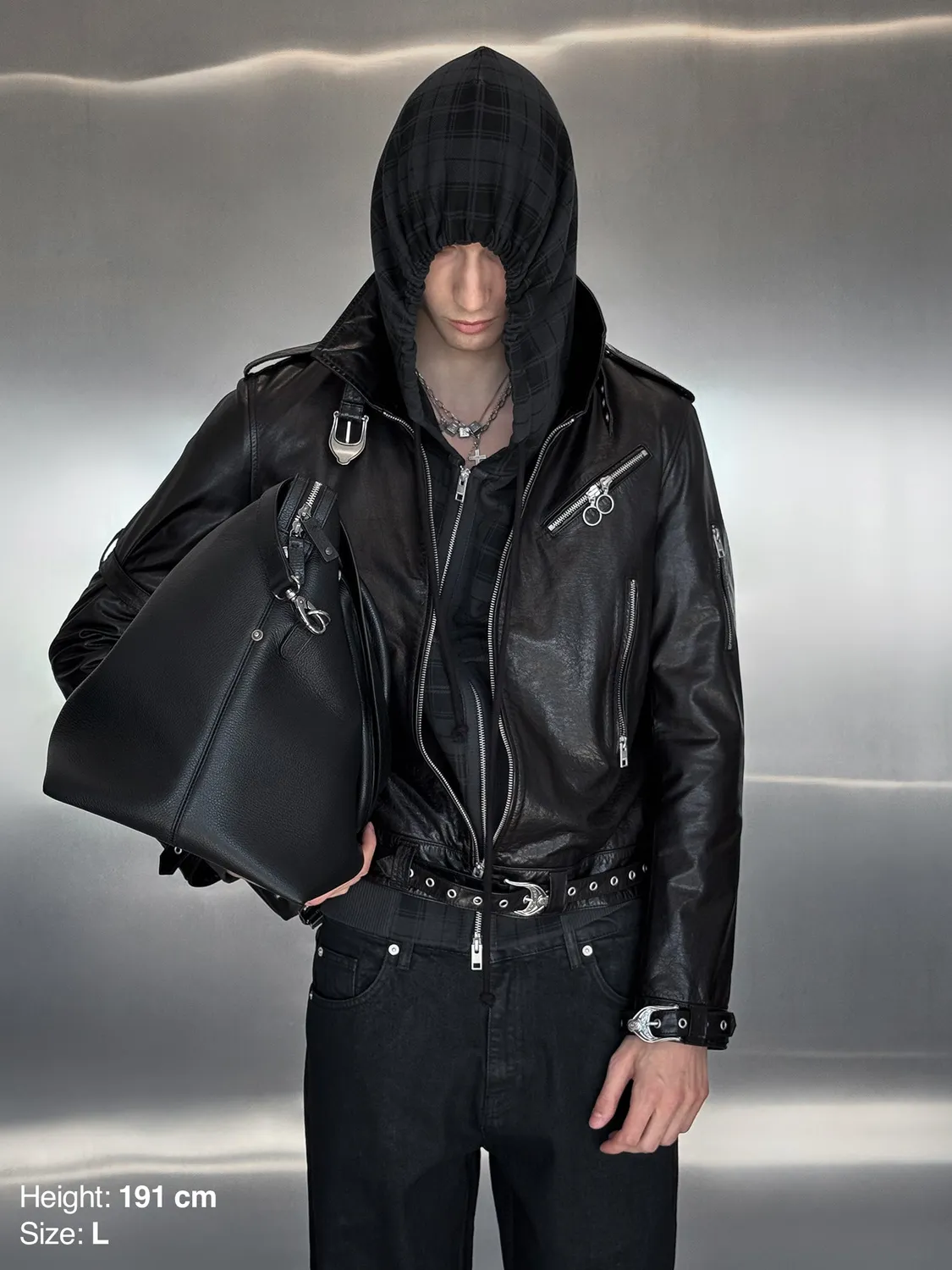 Enrage Strap Leather Jacket geacă piele yak neagră