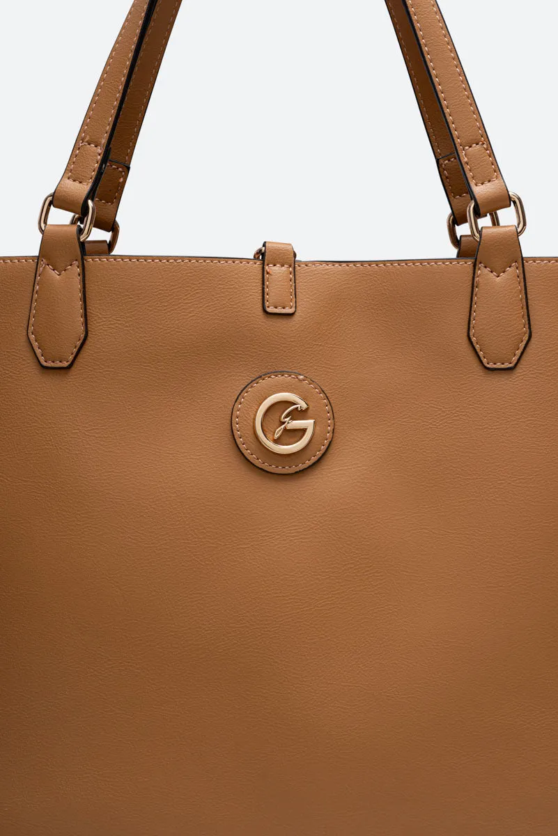 Gattinoni Teodosia Reversible geanta umar bej 34 cm