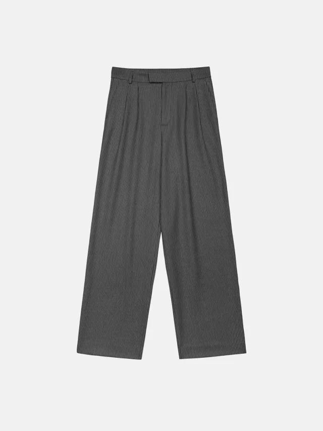 Enrage Pleated Trousers Pinstripe pantaloni lana