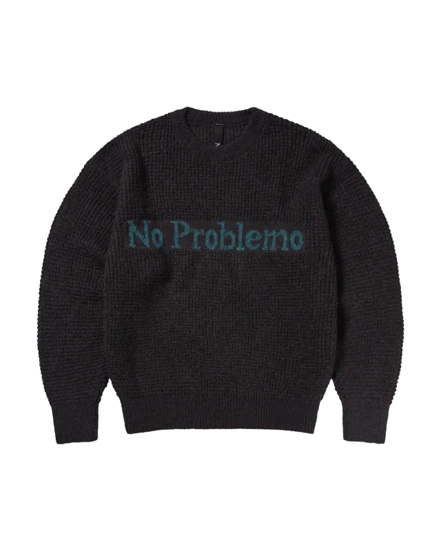 No Problemo Waffle Knit Jumper pulover gri M mohair