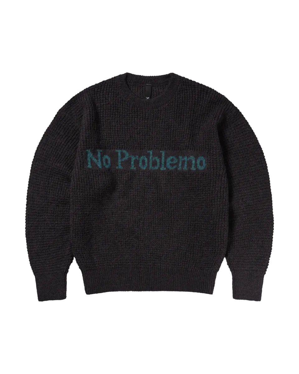 No Problemo Waffle Knit Jumper pulover gri M mohair