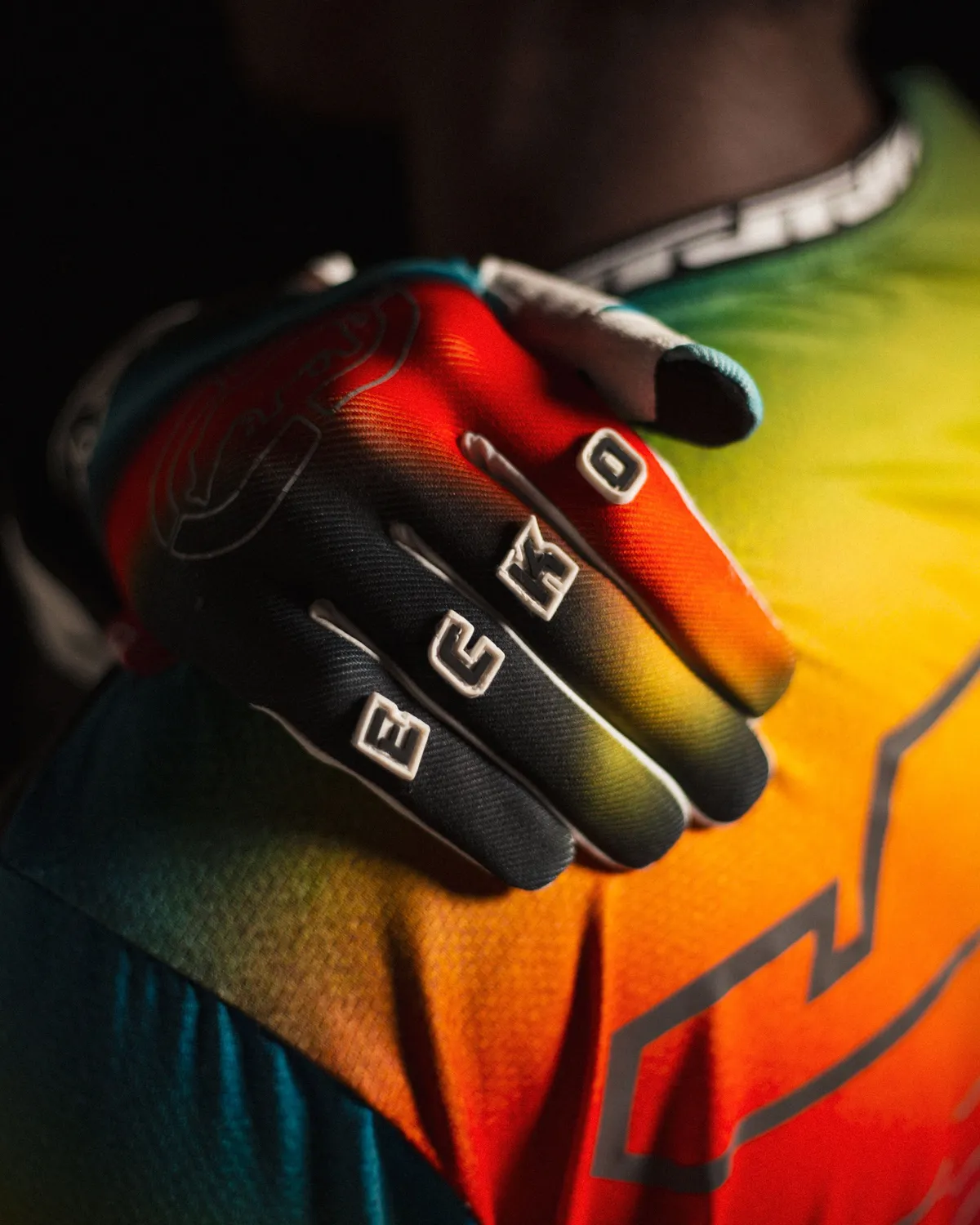 Ecko Red Color Flare manusi motocross cu gel