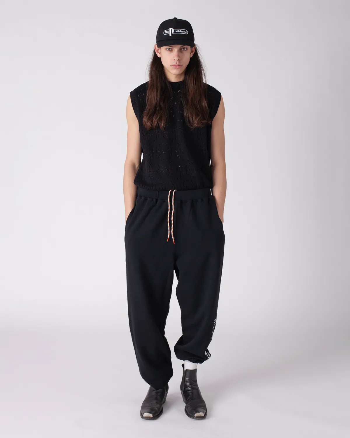 No Problemo pantaloni sport negri bumbac