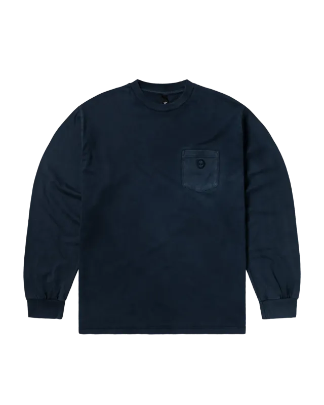 No Problemo Pocket LS Tee tricou albastru bumbac