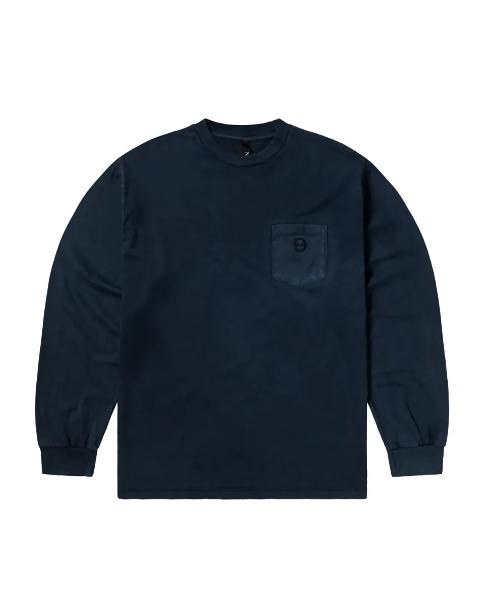 No Problemo Pocket LS Tee tricou albastru bumbac