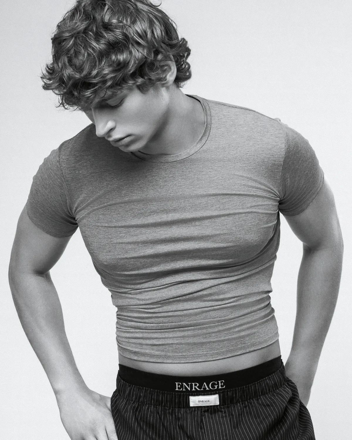 Enrage Daily Tee Grey tricou gri modal elastic