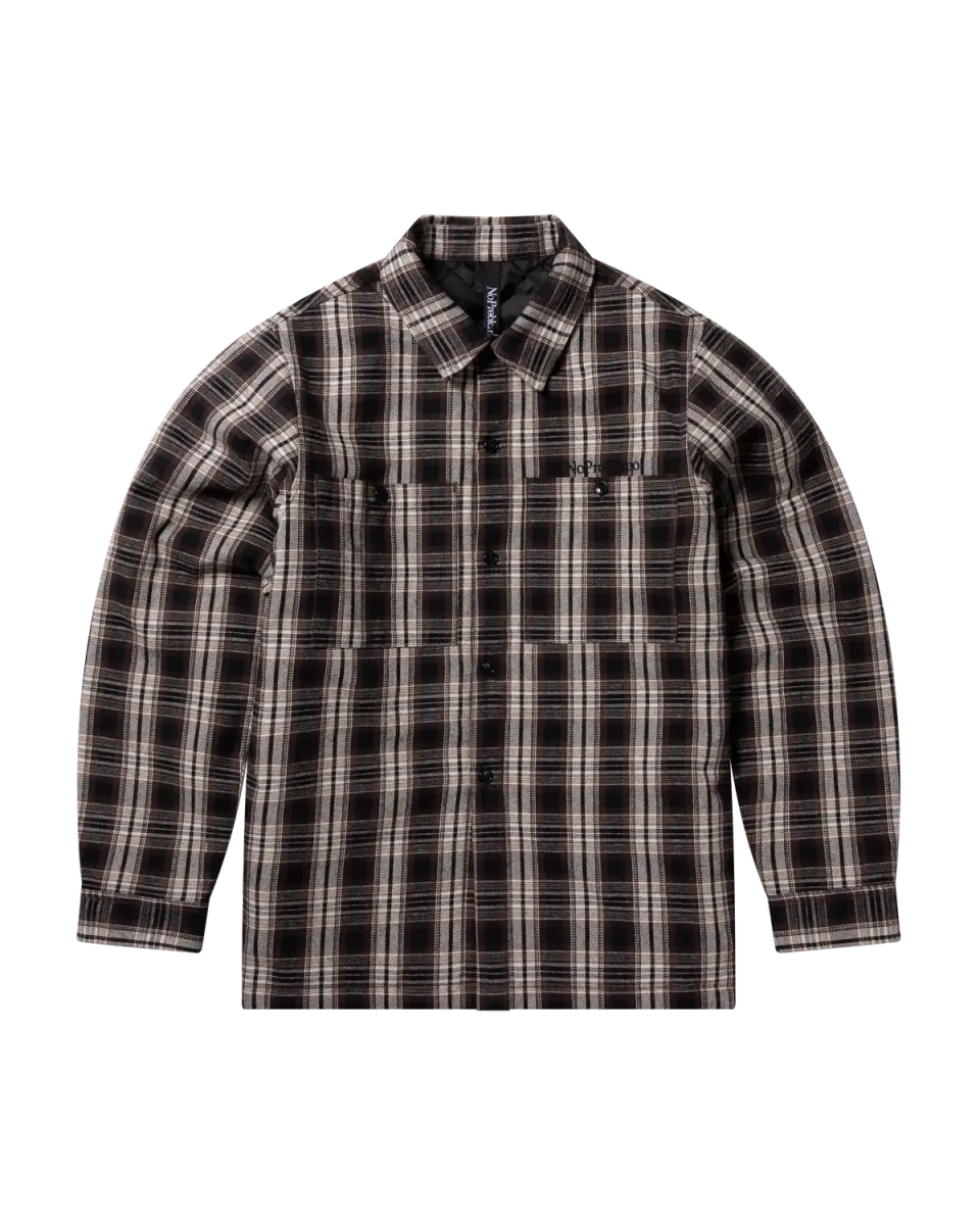 No Problemo Overshirt cămașă maro matlasată carouri
