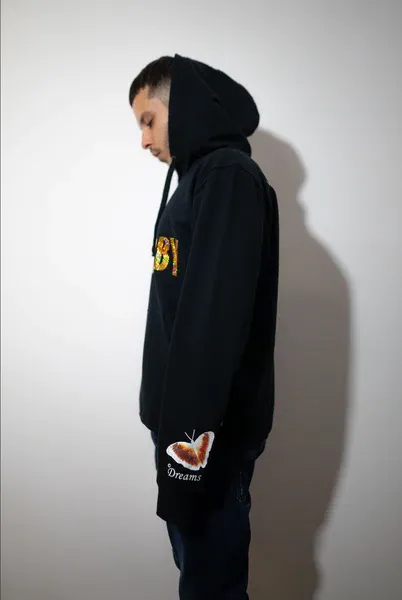 Createdby Logo hanorac negru oversize bumbac greu